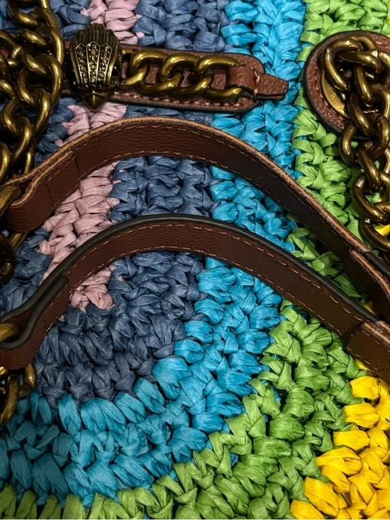 Kurt Geiger Chelsea Rainbow Stripe Fringe Tote - Picture 8 of 12